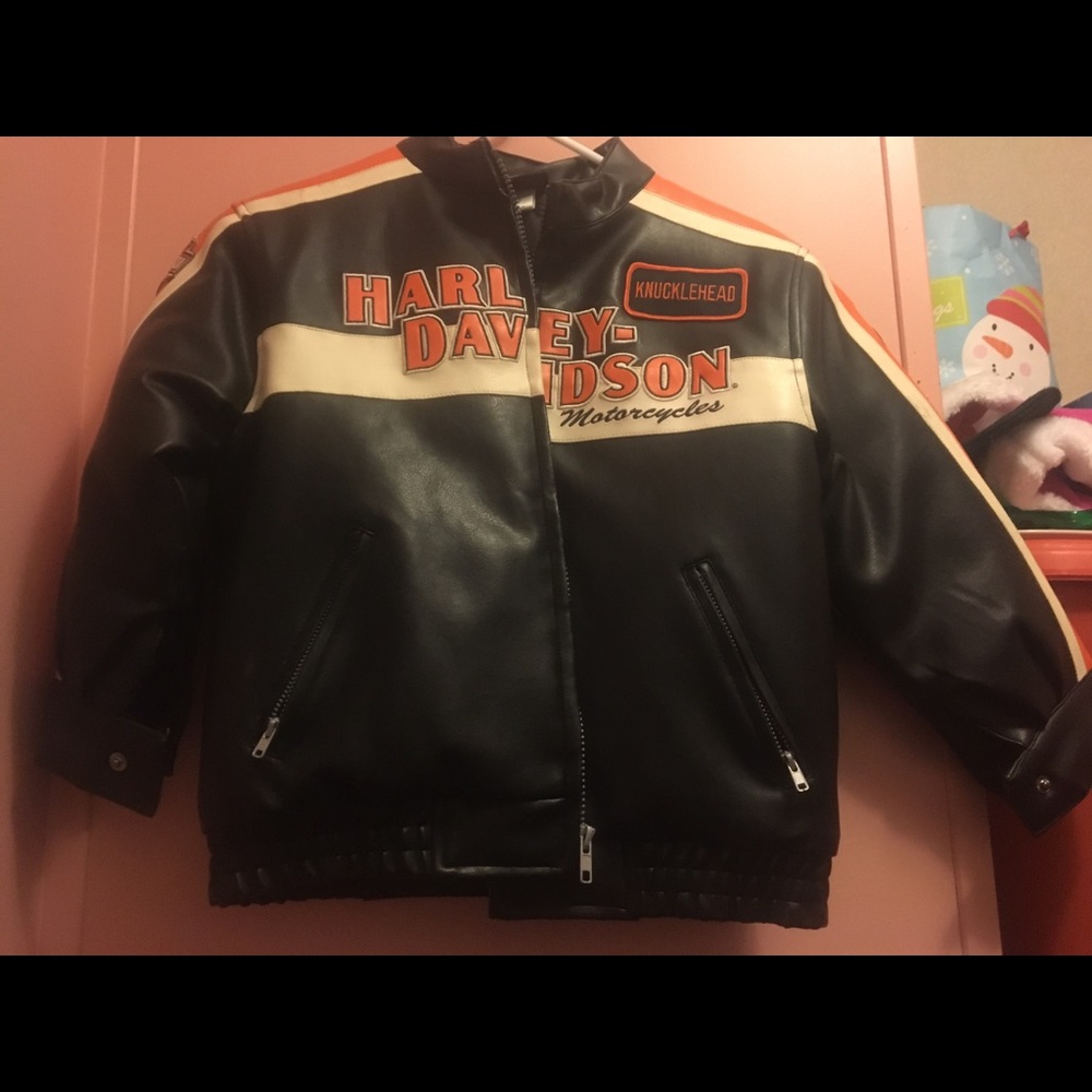 Harley Davidson faux black leather jacket
